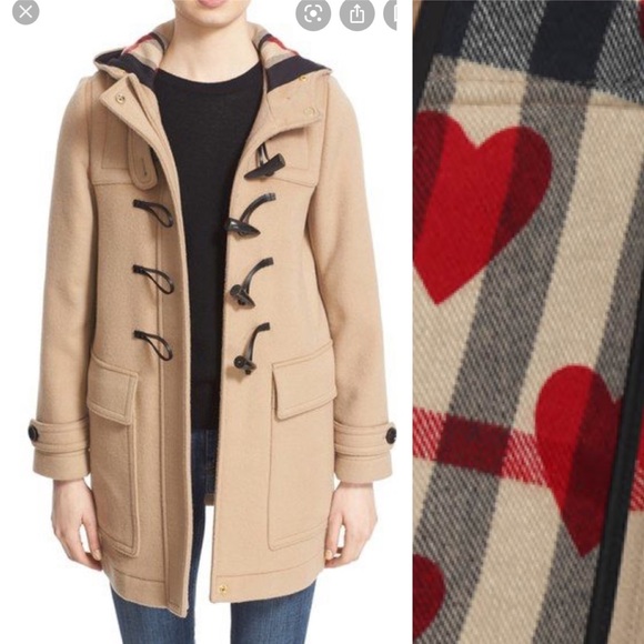 Burberry Jackets & Blazers - Burberry wool camel duffle coat hearts/check lined